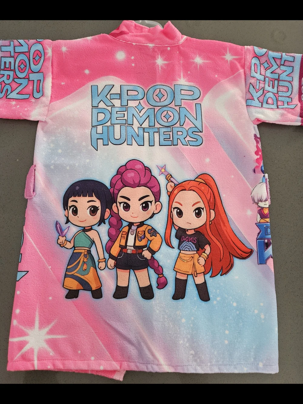 Girls Pink K-POP Demon Hunters Huntrix Rumi Mira Zoey hooded Bath Robe